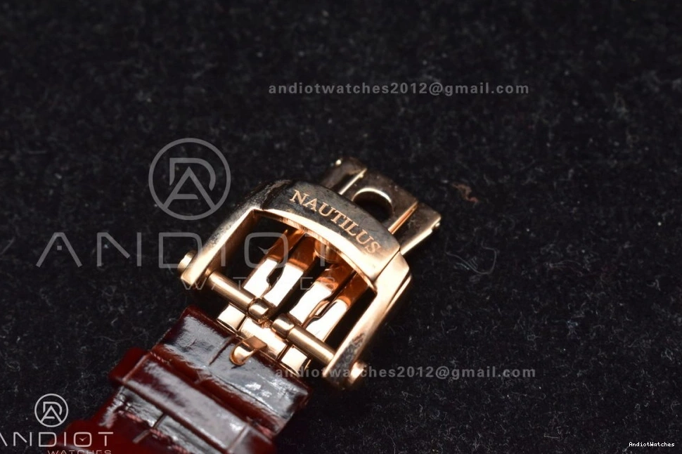 Premium Dial Gray Nautilus GRF Brown Strap 5712 on Best Edition 912 Croco A23J RG SS 0704
